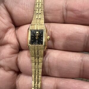Working Citizen Women's Watch 5421-S18531 Square Black Face w Gold bracelet 13mm
